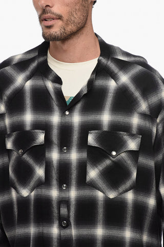 Flannel Oversized Shirt with Raw Cut