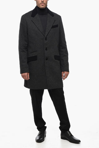Wool Blend TOMMY Single-Breasted Coat with Back Slit