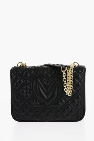 LOVE Quilted Faux Leather Shoulder Bag with Golden Logo
