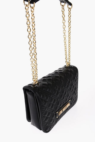 LOVE Quilted Faux Leather Shoulder Bag with Golden Logo