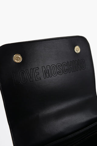 LOVE Quilted Faux Leather Shoulder Bag with Golden Logo