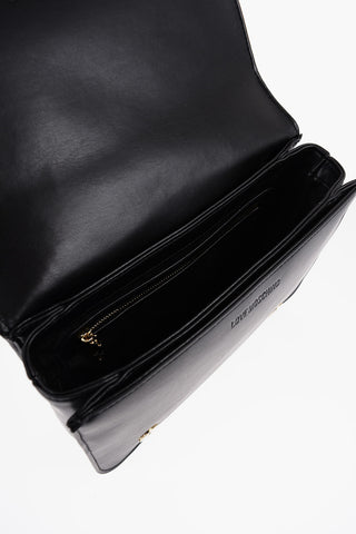 LOVE Quilted Faux Leather Shoulder Bag with Golden Logo