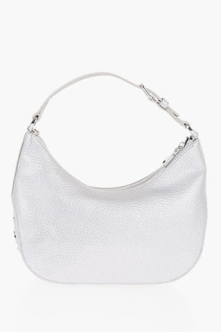 LOVE Metallic Faux Leather Shoulder Bag with Embossed Logo