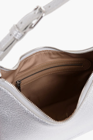LOVE Metallic Faux Leather Shoulder Bag with Embossed Logo
