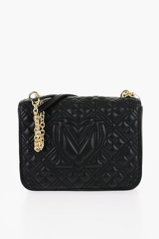 LOVE Quilted Faux Leather Shoulder Bag with Golden Logo