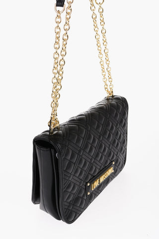 LOVE Quilted Faux Leather Shoulder Bag with Golden Logo