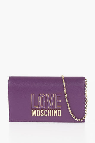 LOVE Solid Color Faux Leather Bag with Chain Shoulder Strap