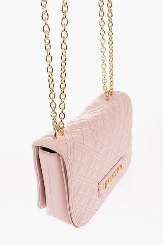 LOVE Quilted Shoulder Bag with Golden Details