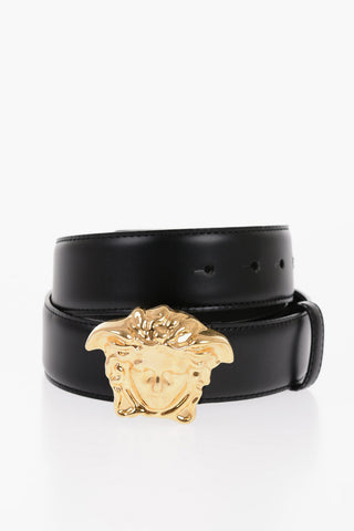 Leather Belt with Gold-Effect Buckle 40mm