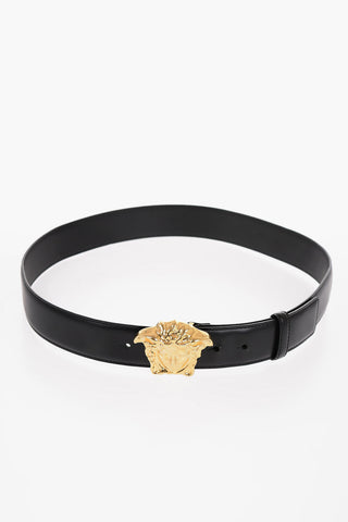 Leather Belt with Gold-Effect Buckle 40mm