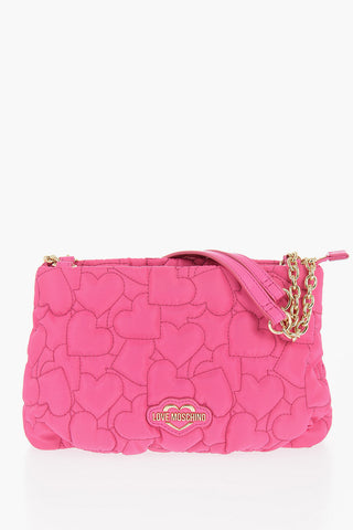 LOVE Solid Color Shoulder Bag with All-Over Hearts