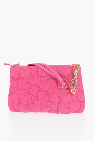 LOVE Solid Color Shoulder Bag with All-Over Hearts