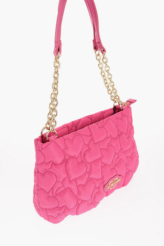 LOVE Solid Color Shoulder Bag with All-Over Hearts