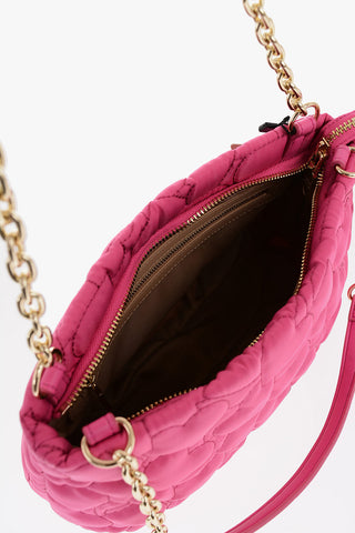LOVE Solid Color Shoulder Bag with All-Over Hearts