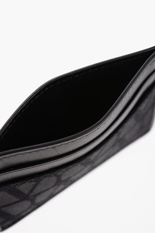 GARAVANI Leather and Fabric Card Holder with Monogram