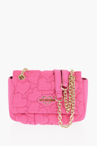 LOVE Solid Color Shoulder Bag with All-Over Hearts