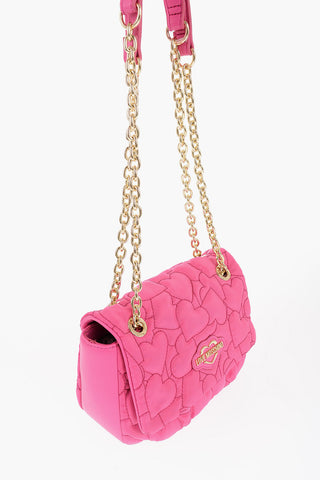 LOVE Solid Color Shoulder Bag with All-Over Hearts