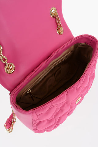 LOVE Solid Color Shoulder Bag with All-Over Hearts