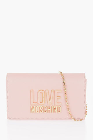 LOVE Solid Color Leather Crossbody Bag with Chain Shoulder Strap