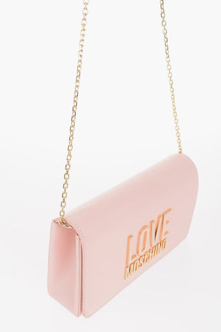 LOVE Solid Color Leather Crossbody Bag with Chain Shoulder Strap