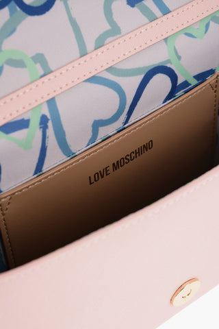 LOVE Solid Color Leather Crossbody Bag with Chain Shoulder Strap