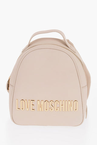 LOVE Solid Color Faux Leather Backpack with Golden Logo