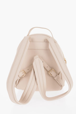 LOVE Solid Color Faux Leather Backpack with Golden Logo