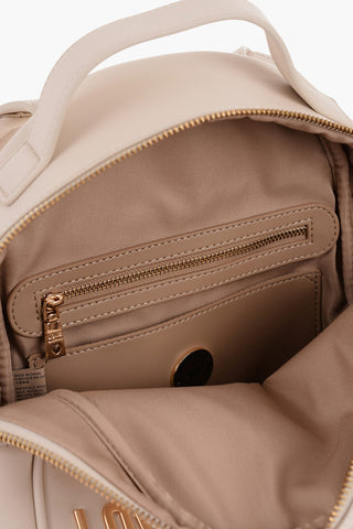 LOVE Solid Color Faux Leather Backpack with Golden Logo