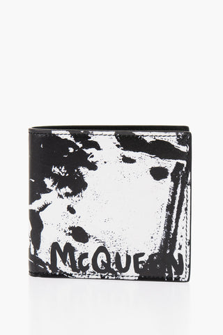 Leather Two-Tone Wallet with Logo-Print