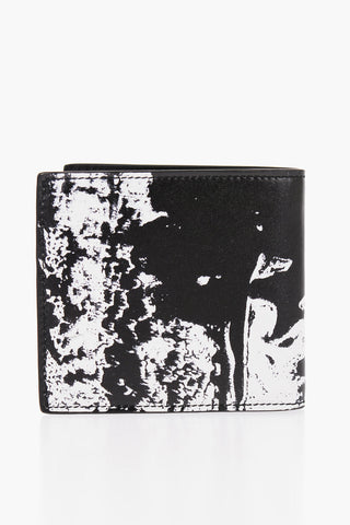 Leather Two-Tone Wallet with Logo-Print
