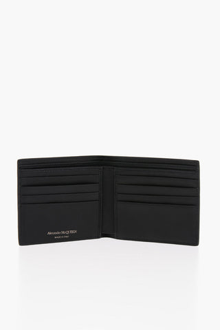 Leather Two-Tone Wallet with Logo-Print