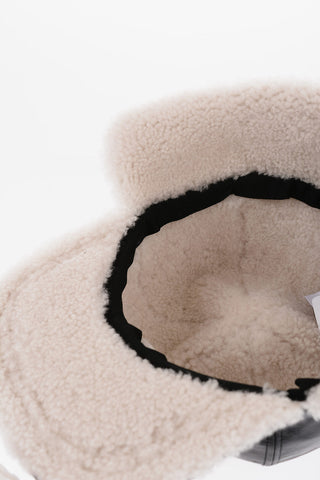 Leather Cap with Shearling Ear Muffs