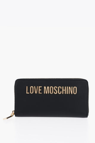 LOVE Solid Color Faux Leather Wallet with Metal Logo