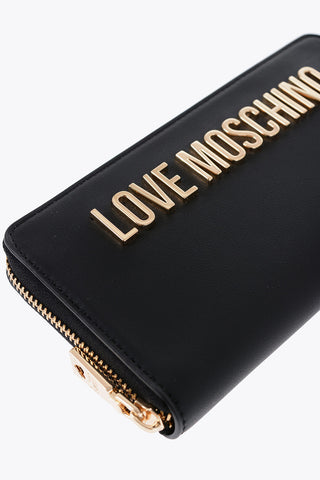 LOVE Solid Color Faux Leather Wallet with Metal Logo