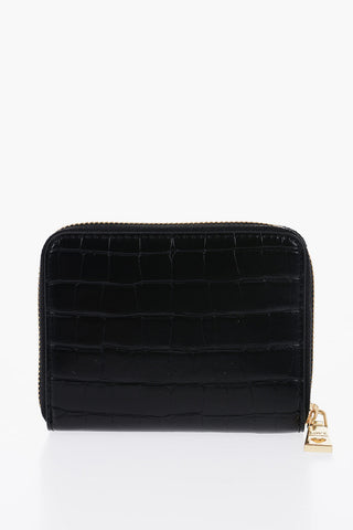 LOVE Portafoglio in Pelle Vegan Effetto Coccodrillo con Logo in Metallo Dorato