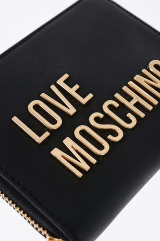 LOVE Portafoglio in Pelle Vegan con Logo in Metallo Dorato