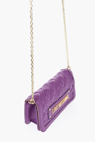 LOVE Faux Leather Crossbody Bag with Chain Shoulder Strap