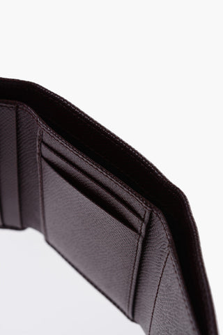 Solid Color Saffiano Leather Wallet with Golden Logo