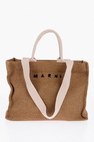 Natural Raffia Effect Fabric Oversized Tote Bag