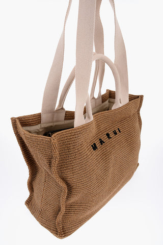 Natural Raffia Effect Fabric Oversized Tote Bag
