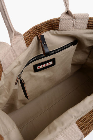 Natural Raffia Effect Fabric Oversized Tote Bag