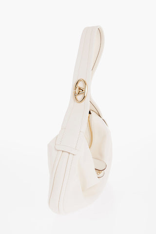 GARAVANI Solid Color Leather Hobo Bag with Golden Details