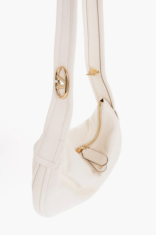 GARAVANI Solid Color Leather Hobo Bag with Golden Details