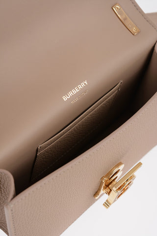 Textured Leather TB MINI Crossbody Bag with Monogram-Shaped Closure
