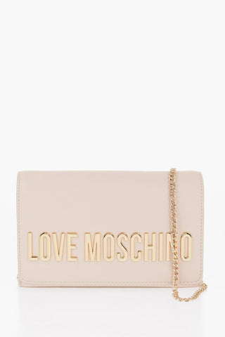 LOVE Solid Color Leather Crossbody Bag with Chain Shoulder Strap