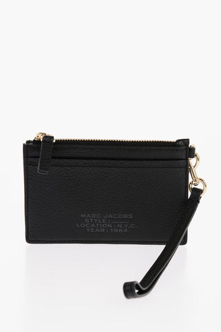 Textured Leather Card Holder with Zip