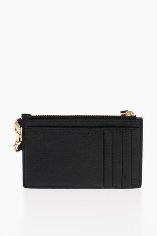 Textured Leather Card Holder with Zip