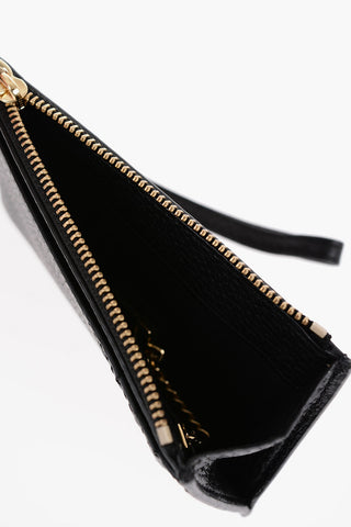Textured Leather Card Holder with Zip