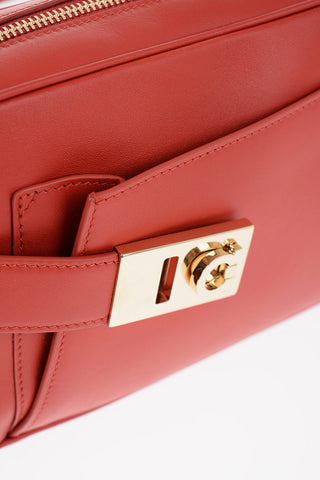 Leather Camera Bag with Golden Detail