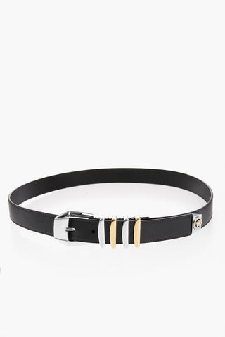 Leather MEDUSA HERITAGE Belt with Two-Tone Metal Loops 30mm